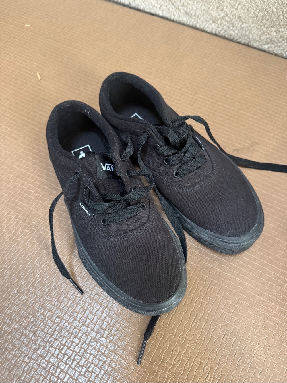 Vans Kids All Black Canvas Lace-Up Sneakers